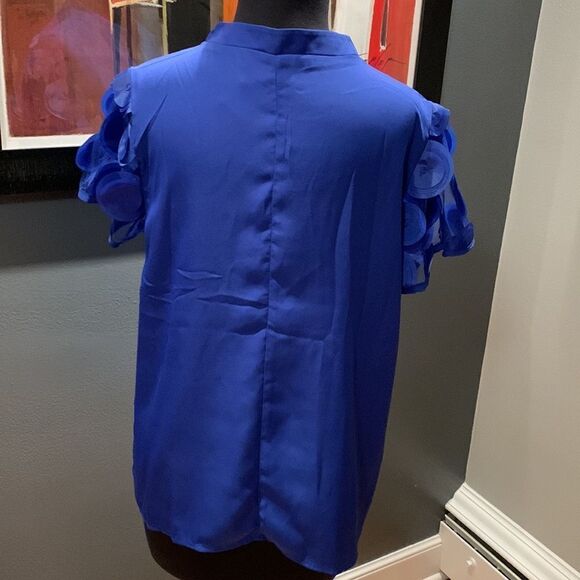 Shein royal blue short sheer layered circle glitter sleeve top, new, large - Picture 5 of 6